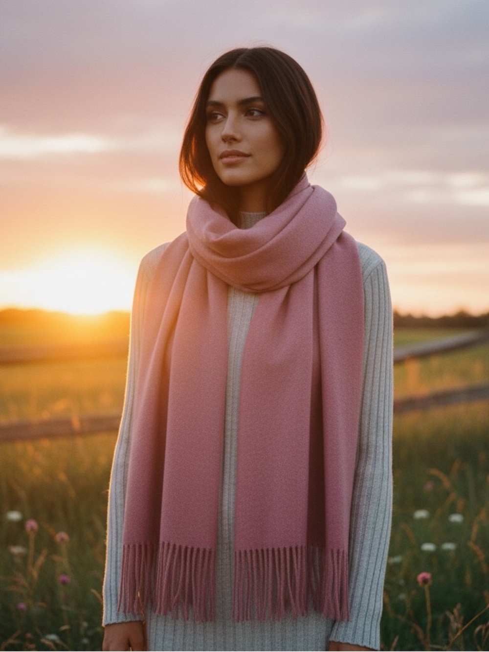 Riiqiichy Pink Pashmina Shawl Wrap